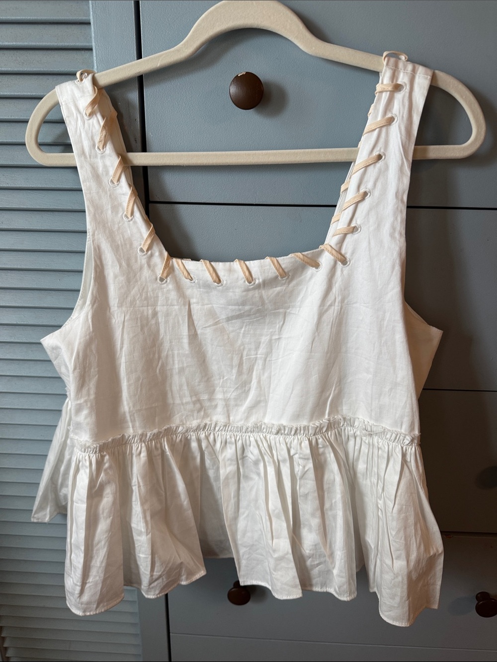 White Lace-Up Nixie Top